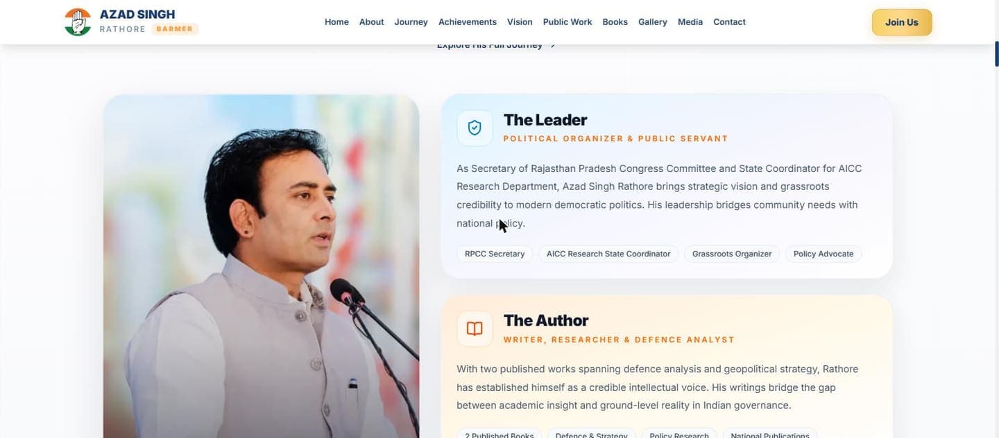 Profile section of azadsinghrathore.com